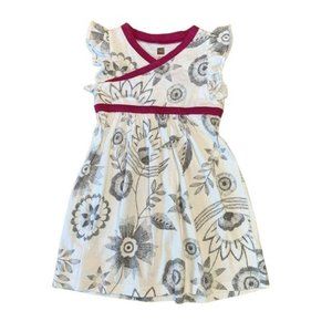 TEA COLLECTION Girls Everlasting Dress 18-24 Months Wrap Neck Toddler Girl White